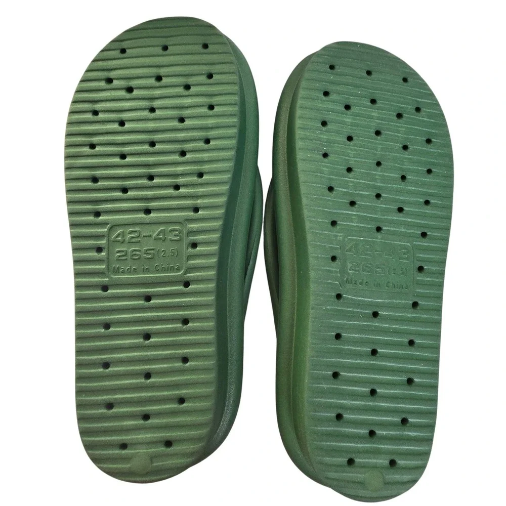 Green Foam Platform Flip Flops Cushioned Thong Sandals EU 42-43 Beach Spa Slides